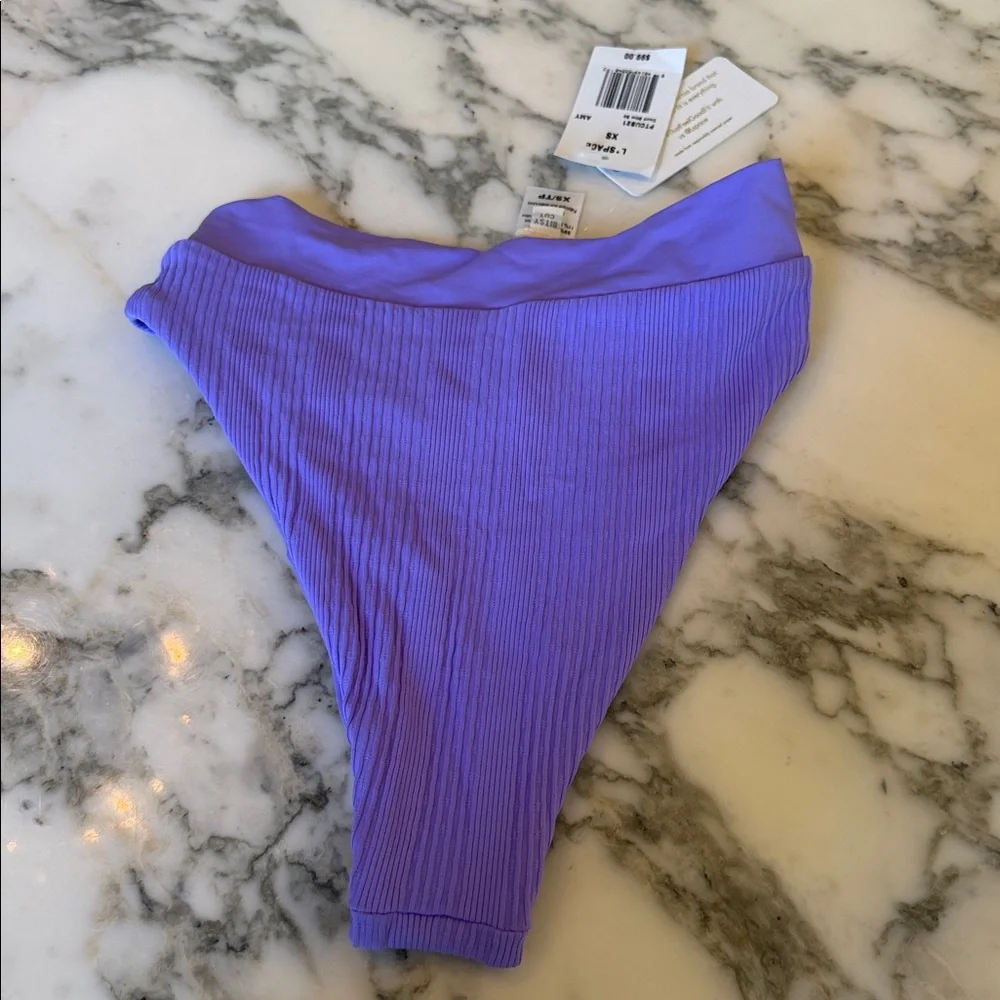 NWT L*Space Court Bikini Bottom Amethyst Purple Ribbed Bitsy Cut Sz XS